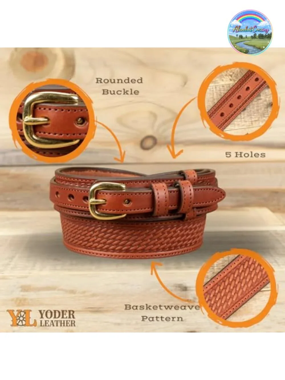 English Bridle Leather Basketweave Ranger Belt Handmade USA